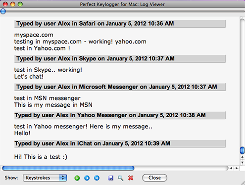 Perfect Keylogger for Mac Lite - Log Viewer